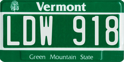 VT license plate LDW918