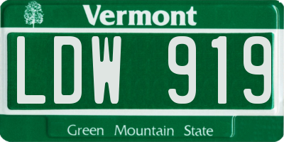 VT license plate LDW919