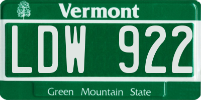 VT license plate LDW922
