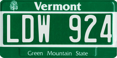VT license plate LDW924