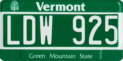 VT license plate LDW925