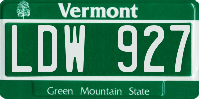 VT license plate LDW927