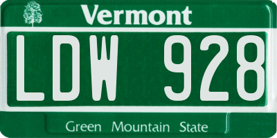 VT license plate LDW928