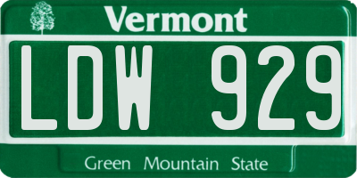 VT license plate LDW929