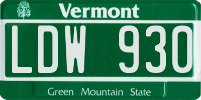 VT license plate LDW930