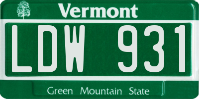 VT license plate LDW931