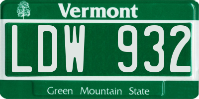 VT license plate LDW932