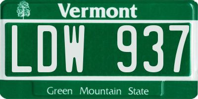 VT license plate LDW937