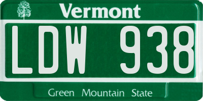 VT license plate LDW938