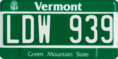 VT license plate LDW939
