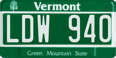 VT license plate LDW940