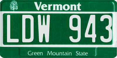 VT license plate LDW943