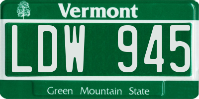VT license plate LDW945