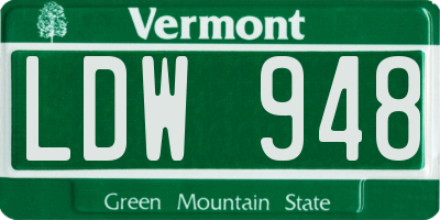 VT license plate LDW948