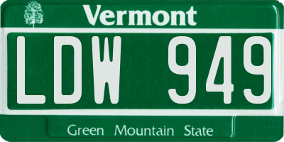 VT license plate LDW949