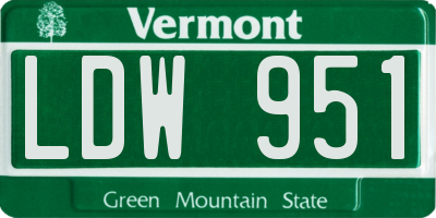 VT license plate LDW951