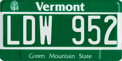 VT license plate LDW952