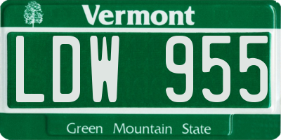 VT license plate LDW955