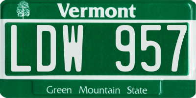 VT license plate LDW957