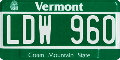 VT license plate LDW960