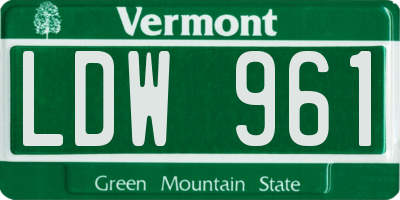 VT license plate LDW961