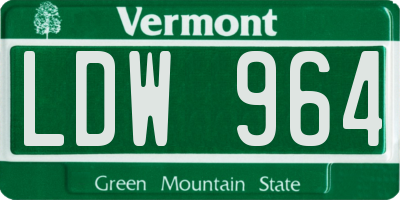 VT license plate LDW964