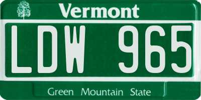 VT license plate LDW965
