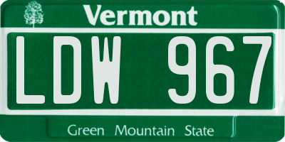 VT license plate LDW967