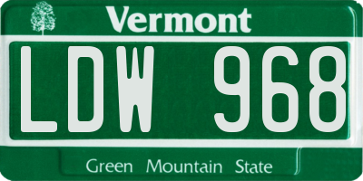 VT license plate LDW968