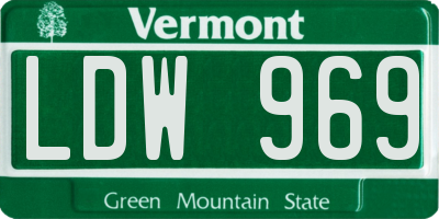 VT license plate LDW969