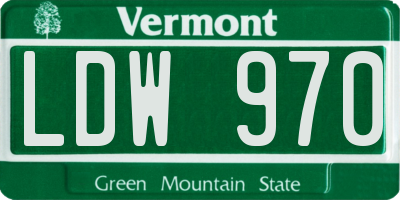 VT license plate LDW970