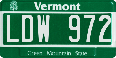 VT license plate LDW972