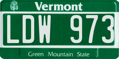 VT license plate LDW973