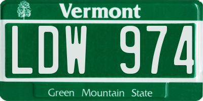 VT license plate LDW974