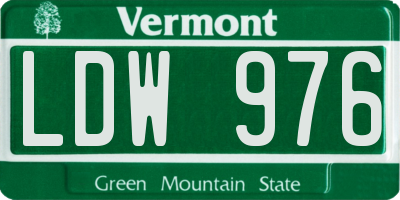 VT license plate LDW976