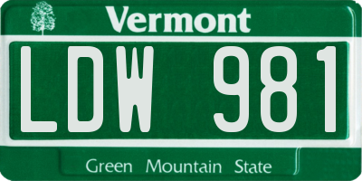VT license plate LDW981