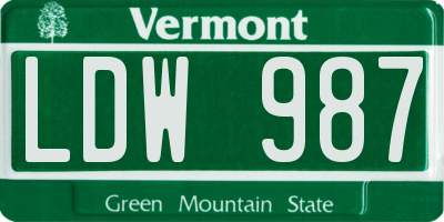VT license plate LDW987