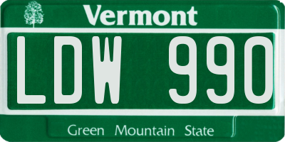VT license plate LDW990