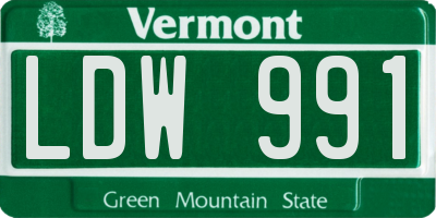 VT license plate LDW991