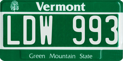 VT license plate LDW993
