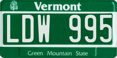 VT license plate LDW995