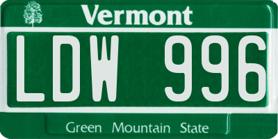 VT license plate LDW996