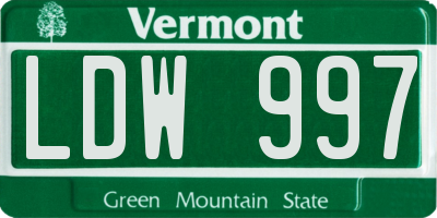 VT license plate LDW997