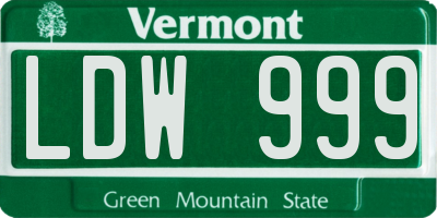 VT license plate LDW999