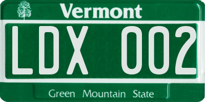 VT license plate LDX002