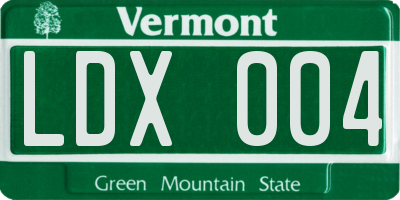 VT license plate LDX004