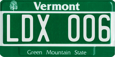 VT license plate LDX006