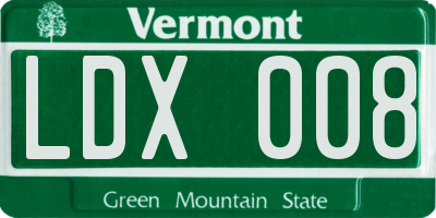 VT license plate LDX008