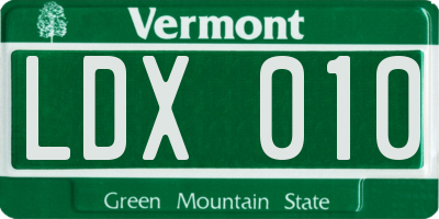 VT license plate LDX010
