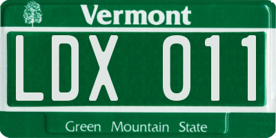 VT license plate LDX011